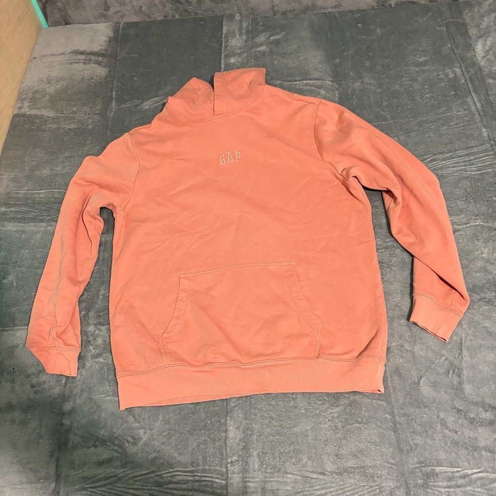 Gap Hoodie Mens Large Center Logo Peach Pull Over Preppy